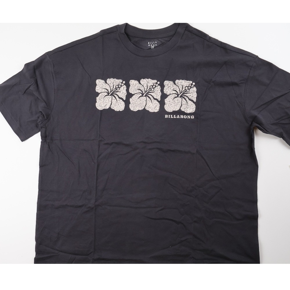 Billabong T Shirt Hibiscus Graphic Black Floral XL NWT